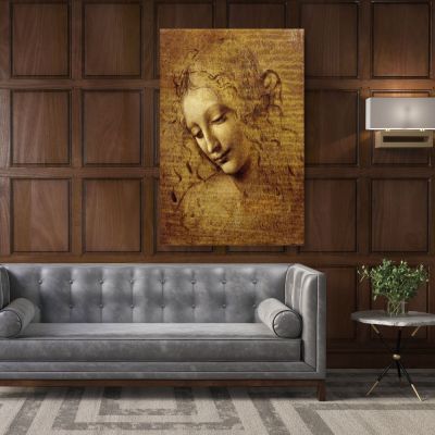 La Scapigliata Painting by Leonardo Da Vinci Photo Print on Canvas with Frame Home Decoration Living Room Wall Posters Mural Hangings Gift