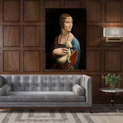 Lady with an Ermine Painting by Leonardo Da Vinci Photo Print on Canvas Home Decoration Living Room Wall Posters Mural Hangings Canvas Gift