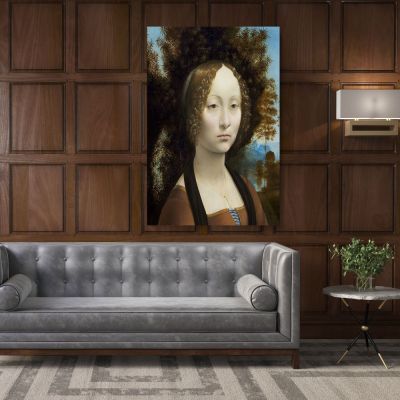 Lady with an Ermine Painting by Leonardo Da Vinci Photo Print on Canvas Home Decoration Living Room Wall Mural Hangings 