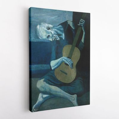 Pablo Picasso: Old Guitarist Artistic Modernism Famous Painting Photo Print on Canvas