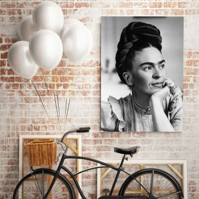 Frida Con Amigos High-Quality Print Canvas, Gifts for Feminist, Artistic Retro Wall, Women Empowerment, Wall Art Home Decor, Black & White Photography