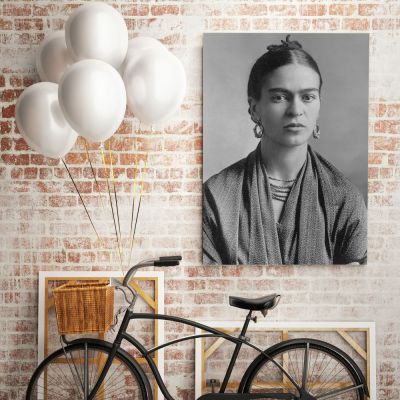 Frida Con Amigos High-Quality Print Canvas, Artistic Retro Wall, Women Empowerment, Wall Art Home Decor, Black & White Photography