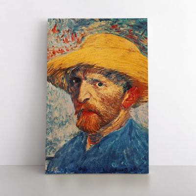 Vincent Van Gogh Painting Self-Portrait with a Straw Hat Artwork Abstract Painting Photo Print on Canvas Wall Mural