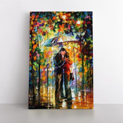 Kiss under the Rain Famous Palette Knife Art Oil Painting by Leonid Afremov Photo Print on Canvas Wall Mural