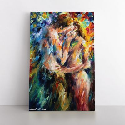 Palette Knife Art "LAST KISS" Oil Painting by Leonid Afremov Photo Print on Canvas with Frame Wall Mural