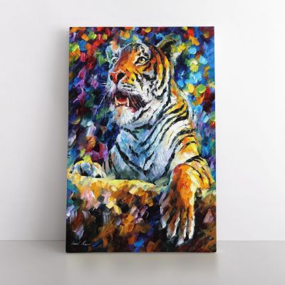 Tiger Oil Painting by Leonid Afremov Palette Knife Art Photo Print on Canvas with Frame Home Decor Wall Mural