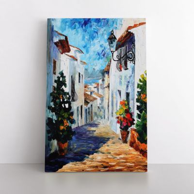 White Street Palette Knife Oil Painting by Leonid Afremov Photo Print on Canvas with Frame Wall Mural Hangings