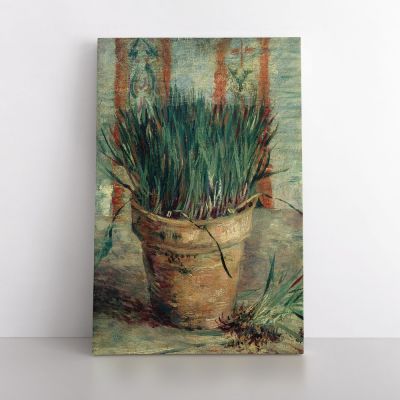 Vincent Van Gogh Painting Flower Pot with Chives Abstract Painting Photo Print on Canvas Wall Artwork