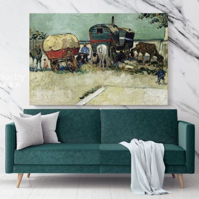 Encampment Of Gypsies With Caravans Painting by Vincent Van Gogh Dutch Painter Original Painting Canvas Photo Print Wall Mural