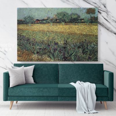 Orchard with Blossoming Apricot Trees Painting by Vincent Van Gogh Dutch Painter Original Painting Canvas Photo Print Wall Art