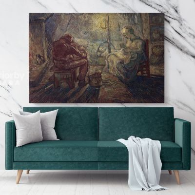 Evening The Watch (After Millet) Painting by Vincent Van Gogh Dutch Painter Original Painting Photo Print on Canvas Wall Mural