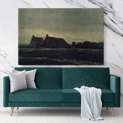 Cottages Painting by Vincent Van Gogh Dutch Painter Original Painting Photo Print on Canvas Wall Art Mural Gift
