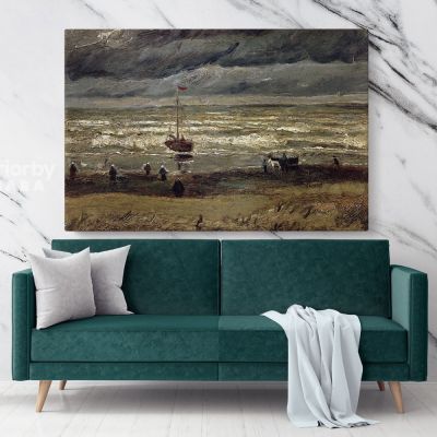 Beach At Scheveningen In Stormy Weather Painting by Vincent Van Gogh Dutch Painter Original Painting Photo Print on Canvas Wall Mural