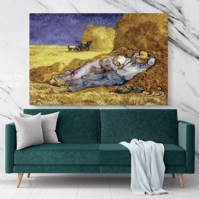 Noon Rest From Work Painting by Vincent Van Gogh Dutch Painter Original Painting Photo Print on Canvas Wall Mural