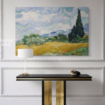 Vincent Van Gogh Original Painting Wheat Field with Cypresses Canvas Photo Print Posters Home Decor Wall Mural