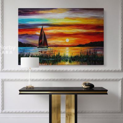 Famous Sunset Oil Painting by Leonid Afremov Photo Print on Canvas Original Painting Photo Home Decor Wall Mural Posters