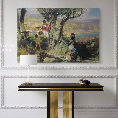 Henryk Hector Siemiradzki: Ancient Rome in a Village Photo Print on Canvas