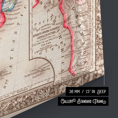 South America Political Map - Educational Framed Canvas for Office or School 