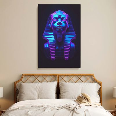 Sphinx in Neon - Purple Blue Rim Light Egyptian Art