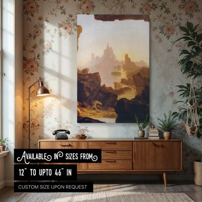Subsiding of the Waters by Thomas Cole - Dramatic Landscape in Soft Earth Tones 