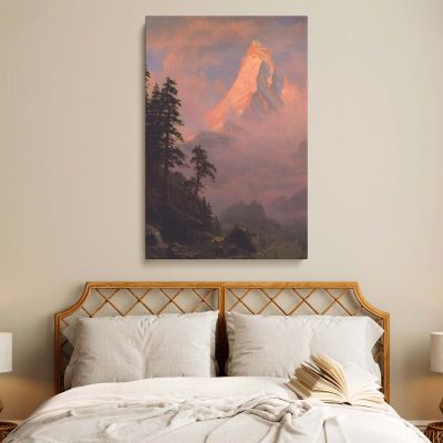 Sunrise on the Matterhorn - Majestic Alpine Scene By Albert Bierstadt 