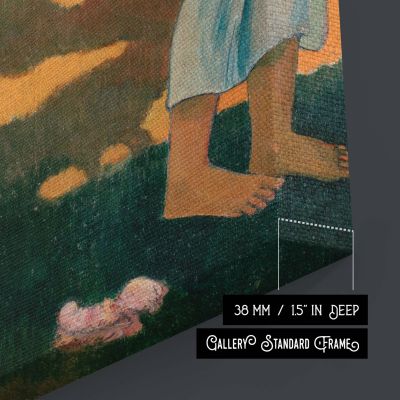 Tahitian Woman with Flowers - Paul Gauguin Tropical Orange and Pink Scene 