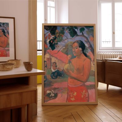 Tahitian Woman with Fruit - Paul Gauguin Red and Green Island Still Life 