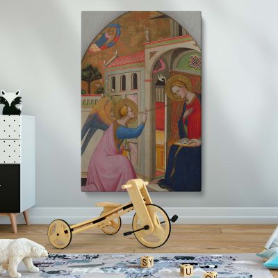 The Annunciation - Italian Gothic Angel and Mary Scene By Tommaso del Mazza 