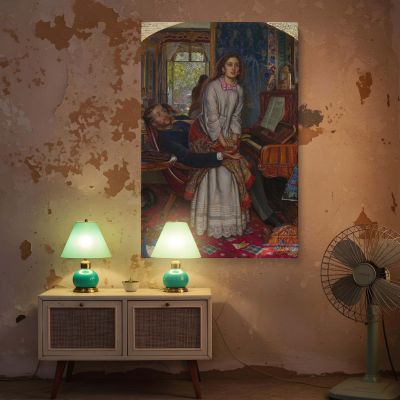 The Awakening Conscience by Holman Hunt - Gilded Victorian Interior with Red Carpet 