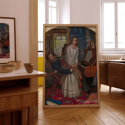 The Awakening Conscience by Holman Hunt - Gilded Victorian Interior with Red Carpet 