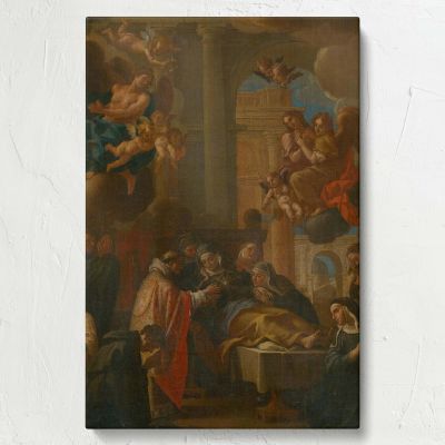 The Death of a Saint - Baroque Religious Interior with Angels