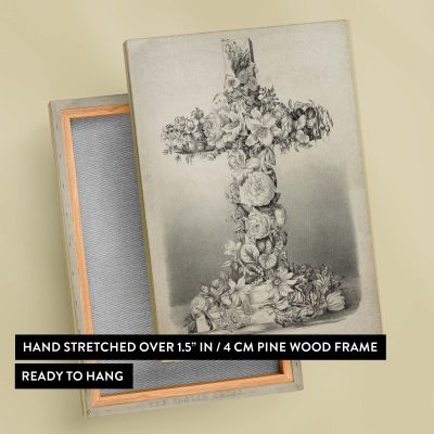 The Easter Cross - Vintage Floral Cross Design for Resurrection By Currier & Ives 