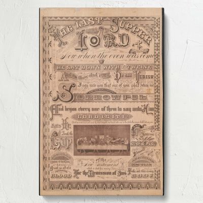 The Last Supper - Disciples and Jesus in Ornate Typography Scene