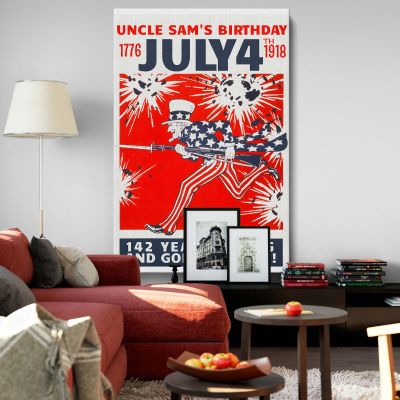 Uncle Sam's Birthday - 1776 to July 4th 1918 Poster Art