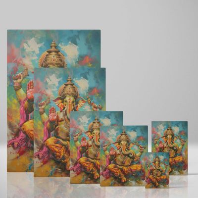 Vibrant Ganesha - Abstract Elephant Deity in Bright Colors