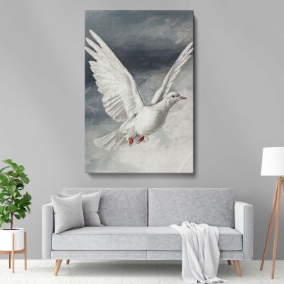 White Dove in the Clouds - Symbol of Peace and Serenity Vintage Print