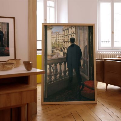 Young Man at Window by Gustave Caillebotte - Paris Balcony and Street View 