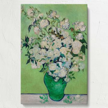 Roses - Green Vase Botanical Floral Painting By Vincent van Gogh  