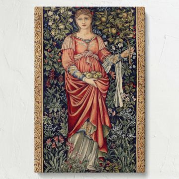 Pomona - Fruit Goddess in Red Gown By Edward Burne-Jones & John Henry Dearle  