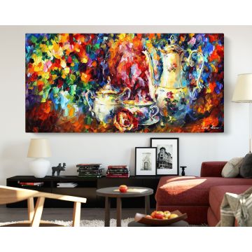 Tea Party Palette Knife Oil Painting by Leonid Afremov Canvas Wall Art