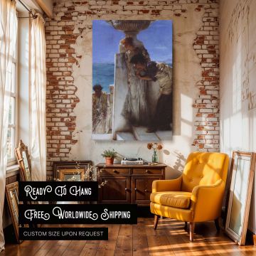 Elegant canvas print of A Foregone Conclusion showing a dramatic moment in an ancient Roman setting with detailed architectural elements and soft seaside light, ideal for traditional home decor and classical fine art reproduction lovers.