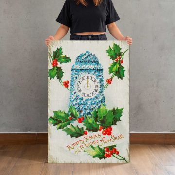 A Merry Christmas and a Happy New Year (1910) canvas print, canvas shown with a person for scale