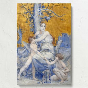 Classical Allegory of Time framed wall art, showcasing Luc-Olivier Merson's iconic 1896 masterpiece with a harmonious blend of blue and gold hues, a perfect gift for art lovers, history enthusiasts, and collectors of symbolic paintings.