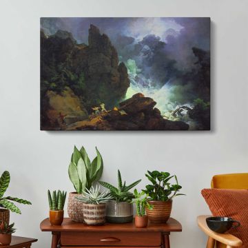 An Avalanche in the Alps by Phillip James De Loutherbourg - canvas surface and wrapped edge detail