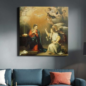 Annunciation to the Virgin (ca. 1660–1680) by Bartolomé Esteban Murillo — room mockup view 3