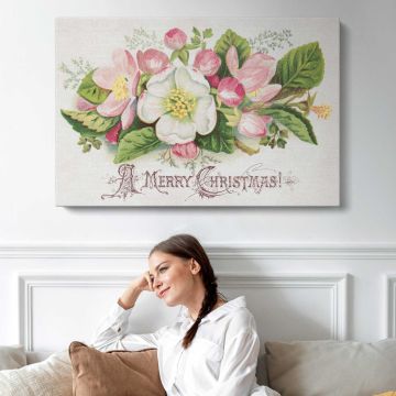 Apple Blossom Merry Christmas canvas print, interior display view