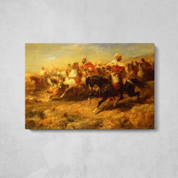 Arab Horseman by Adolf Schreyer - canvas surface and wrapped edge detail