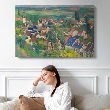 Auvers, Panoramic View (ca. 1873–1875) by Paul Cézanne canvas print, interior display view