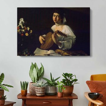 Bacchus by Caravaggio - canvas surface and wrapped edge detail