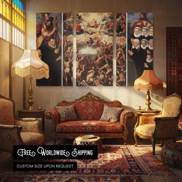 Backer Jacob De the Last Judgement - multi-panel canvas displayed in a classic lounge
